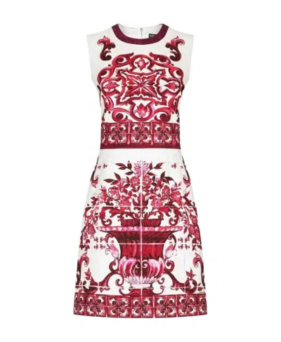 DOLCE & GABBANA DOLCE  GABBANA MAJOLICA-PRINTED SLEEVELESS MINI DRESS