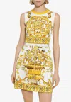 Dolce & Gabbana Majolica Cotton-blend Brocade Minidress In Yellow