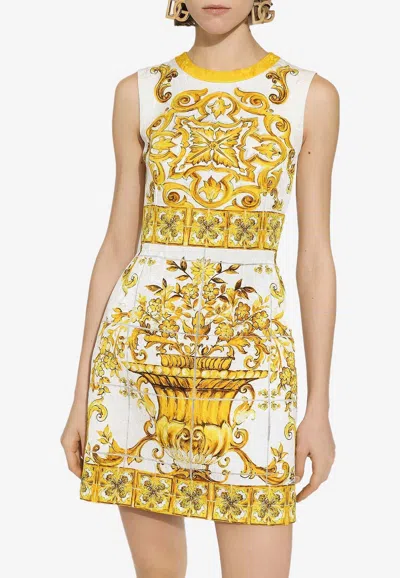 DOLCE & GABBANA MAJOLICA PRINT BROCADE MINI DRESS
