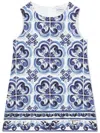 Dolce & Gabbana Short Majolica-print Brocade Dress In Blue