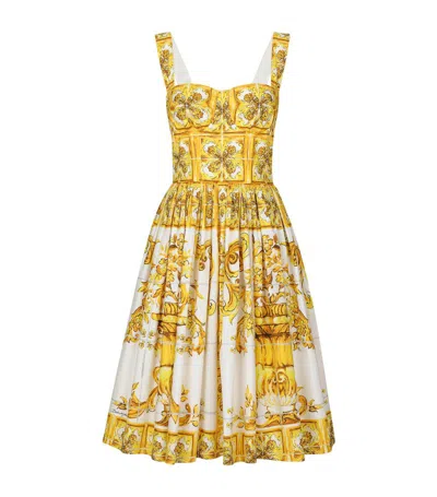 DOLCE & GABBANA MAJOLICA-PRINT BUSTIER DRESS