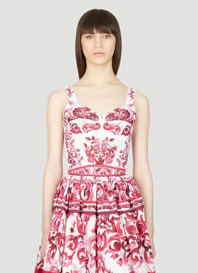 Dolce & Gabbana Majolica Print Bustier Top In Multi