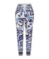 Dolce & Gabbana Blu Mediterraneo Cady Painterly Elasticized Joggers In Multicolor