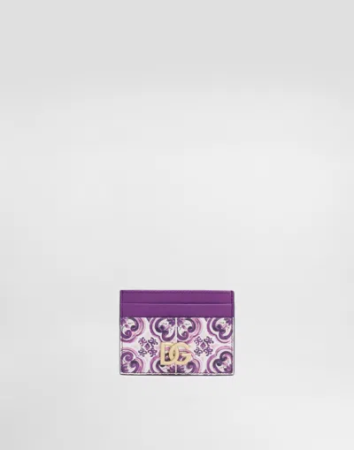 Dolce & Gabbana Portacarte In Vitello Stampa Maiolica In Multi