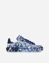 Dolce & Gabbana Majolica-print Calfskin Portofino Sneakers In Multicolor