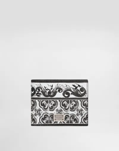 DOLCE & GABBANA MAJOLICA-PRINT CALFSKIN WALLET