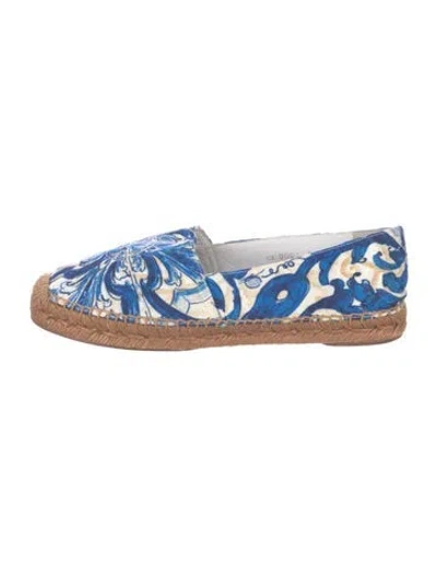 Pre-owned Dolce & Gabbana Majolica Print Canvas Espadrilles In Blue