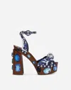 Dolce & Gabbana 90 Majolica-print Platform Sandals In Brown