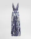 Dolce & Gabbana Pleated Print Dress In Blue