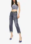 Dolce & Gabbana Majolica-print Charmeuse Corset In Blue