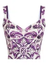 Dolce & Gabbana Majolica-print Corset Top In Purple
