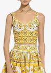 Dolce & Gabbana Majolica Print Corset Top In Yellow