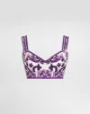 Dolce & Gabbana Dolce  Gabbana Majolica-printed Bustier Top In Purple