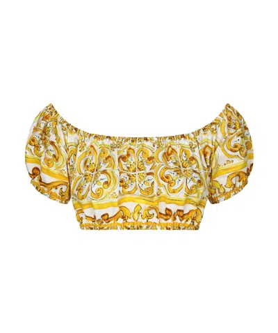 DOLCE & GABBANA DOLCE  GABBANA MAJOLICA PRINTED CROPPED TOP