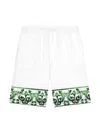 Dolce & Gabbana Majolica-print Cotton Drawstring Shorts In White
