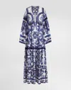 Dolce & Gabbana Majolica-print Cotton Dress In Blue
