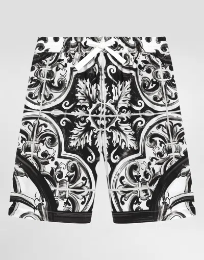 Dolce & Gabbana Majolica-print Cotton Poplin Bermuda Shorts In Multi