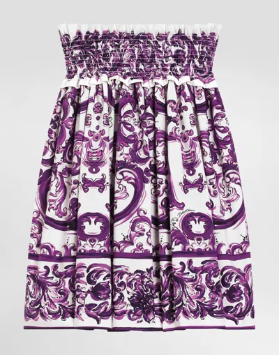 Dolce & Gabbana Majolica-print Cotton Poplin Skirt In Multi