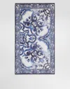 Dolce & Gabbana Majolica-print Cotton Sarong In Blue