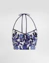 Dolce & Gabbana Majolica-print Cotton Satin Top In Blue