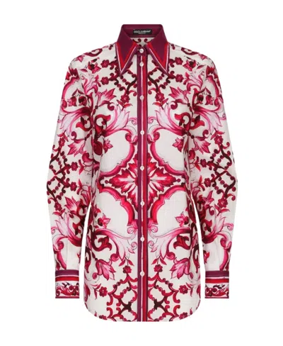 DOLCE & GABBANA MAJOLICA-PRINT COTTON SHIRT