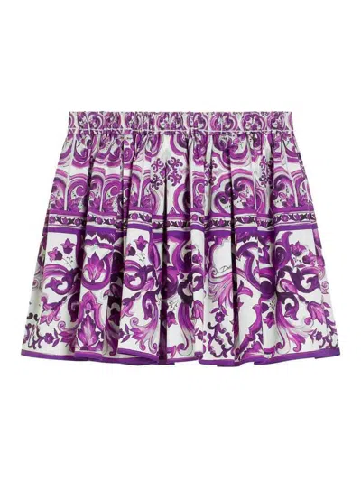 DOLCE & GABBANA MAJOLICA-PRINT COTTON SKIRT