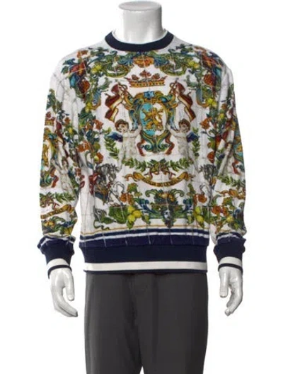 Pre-owned Dolce & Gabbana Majolica Print Crew Neck Sweatshirt In Multi