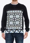 Dolce & Gabbana Majolica Print Crewneck Sweatshirt In Navy