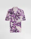 Dolce & Gabbana Majolica-print Crochet Lace Shirt In Purple