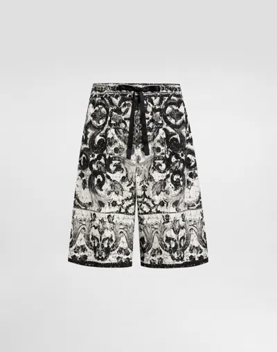 Dolce & Gabbana Majolica-print Crochet Lace Trousers In Gray