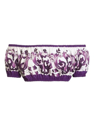 DOLCE & GABBANA MAJOLICA-PRINT CROP TOP