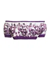 Dolce & Gabbana Violet Off-shoulder Cropped Top With All-over Floral Print In Cotton Woman In Purple