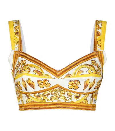 DOLCE & GABBANA MAJOLICA PRINT CROP TOP