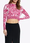 Dolce & Gabbana Majolica Print Cropped Silk Top