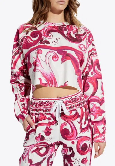 Dolce & Gabbana Majolica Print Cropped T-shirt