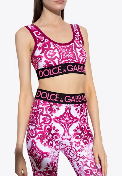 DOLCE & GABBANA MAJOLICA PRINT CROPPED TOP