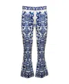 Dolce & Gabbana Majolica-print Cropped Trousers In Blue