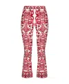 Dolce & Gabbana Maiolica Cropped Printed Silk-blend Flared Pants In Pink
