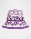 Dolce & Gabbana Majolica-print Crystal Bucket Hat In Purple