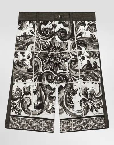 Dolce & Gabbana Majolica-print Denim Bermuda Shorts