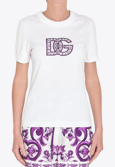 Dolce & Gabbana Majolica Print Dg T-shirt In White
