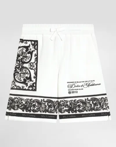 DOLCE & GABBANA MAJOLICA-PRINT DOUBLE PIQUÉ BERMUDA SHORTS