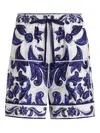 Dolce & Gabbana Majolica-print Drawstring Shorts In Blue