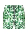 Dolce & Gabbana Straight-leg Mid-length Printed Swim Shorts In Green