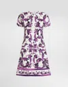 Dolce & Gabbana Short Dress Fitted Waist Floral Pattern In Purple