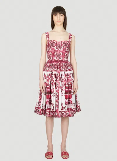 Dolce & Gabbana Majolica Print Dress In Pink