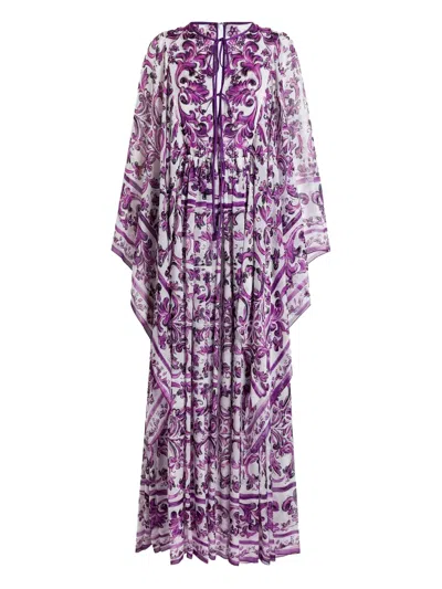 Dolce & Gabbana Kleid Mit Majolica-print In Purple