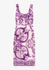 Dolce & Gabbana Scoop Neckline Fitted Silhouette Intricate Pattern In Purple