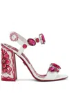 Dolce & Gabbana Keira Crystal Embellished Block Heel Platform Sandal In White