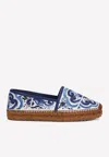 Dolce & Gabbana Printed Brocade Fabric Espadrilles In Blue